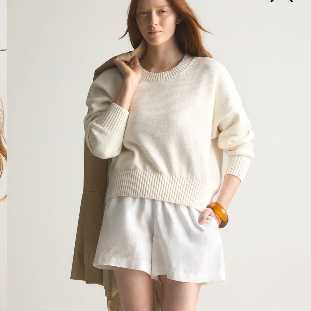Quince White Knit Sweater